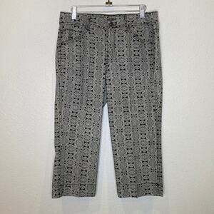 Bandolinoblu Cropped Capri Geometric All Over Print Straight Leg Pants EUC Sz 8